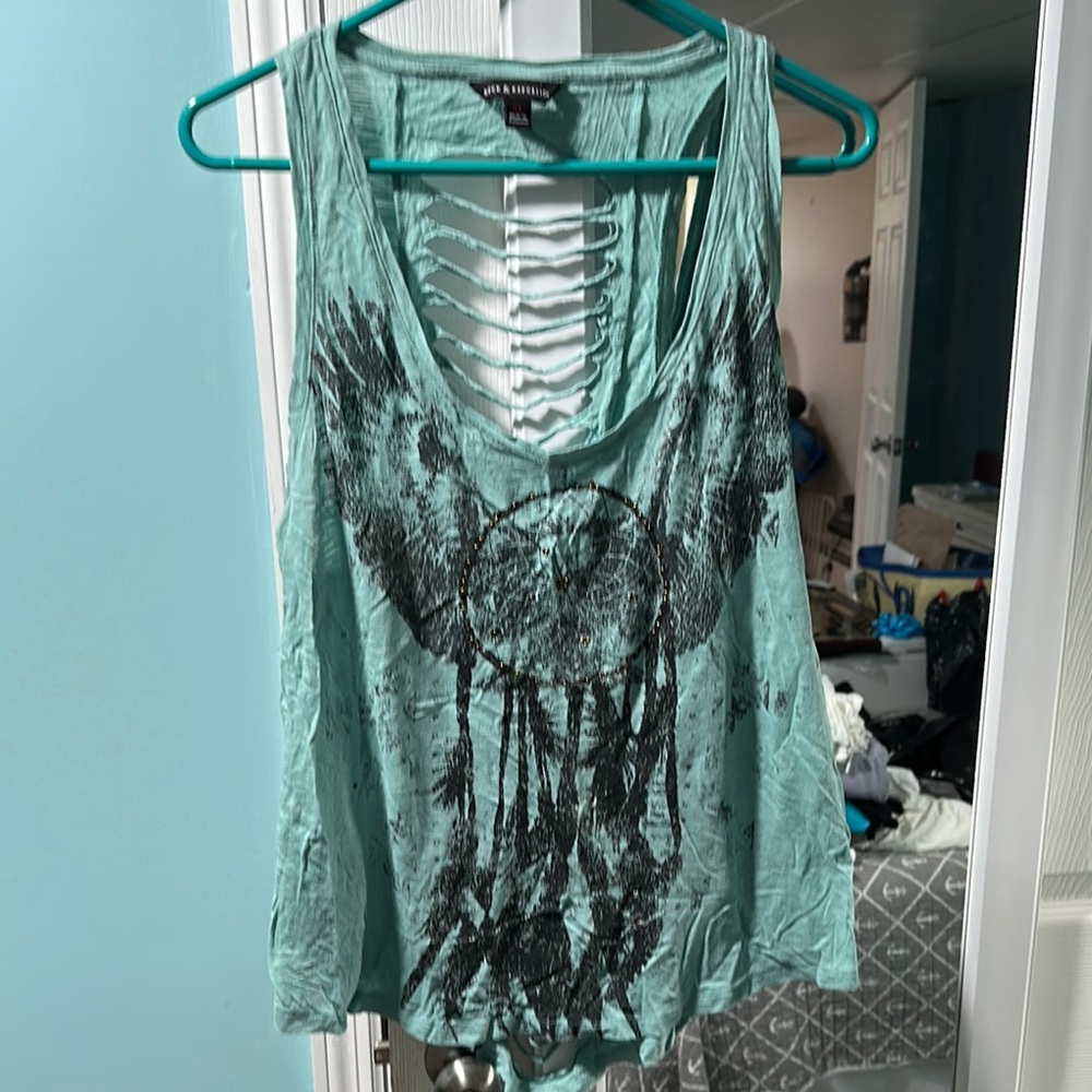 Rock & Republic Mint Dreamcatcher Tank Top